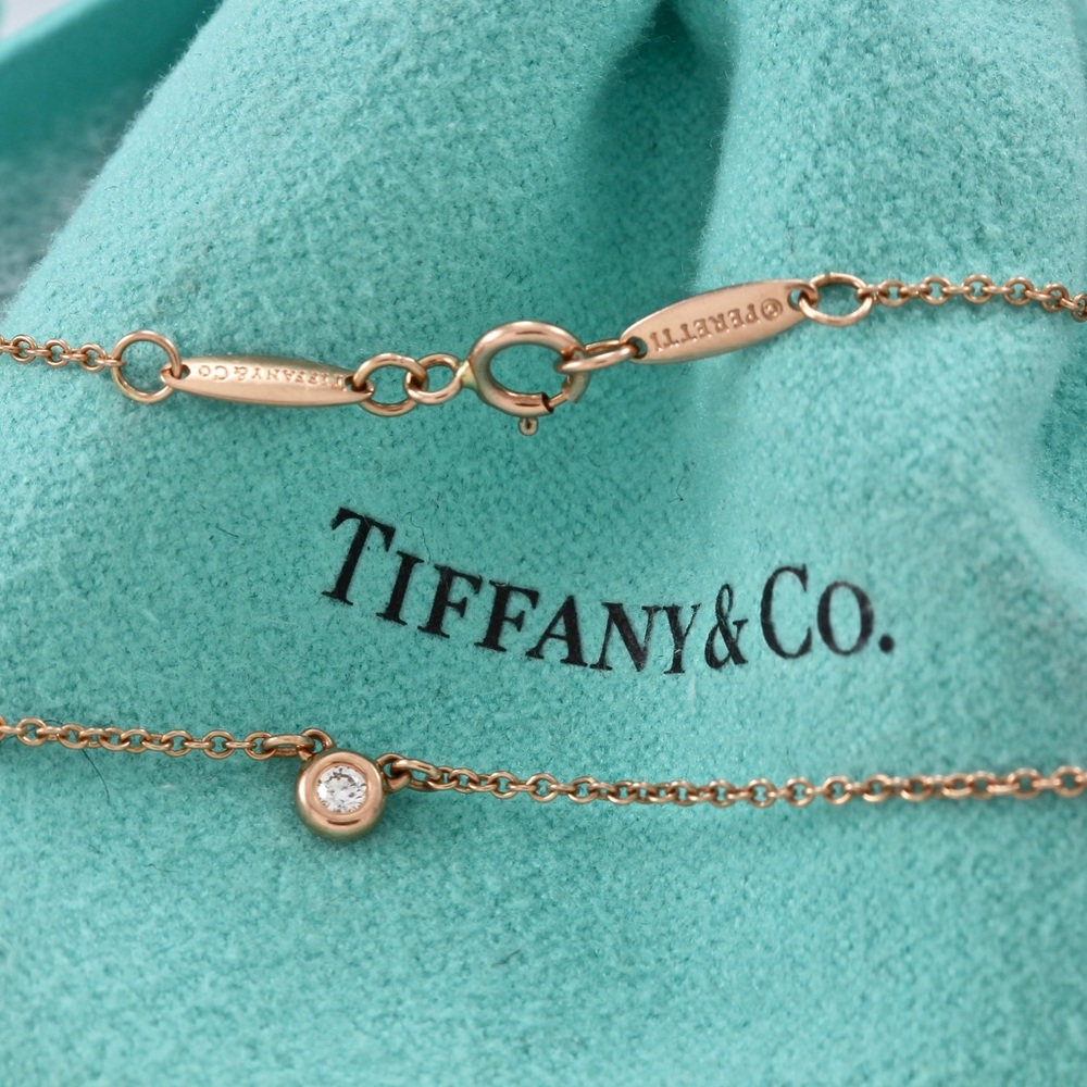 Tiffany co Elsa Peretti diamond rose gold necklace